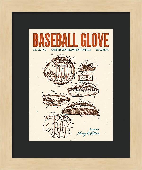 Baseball Glove Retro Patent Us2434171a