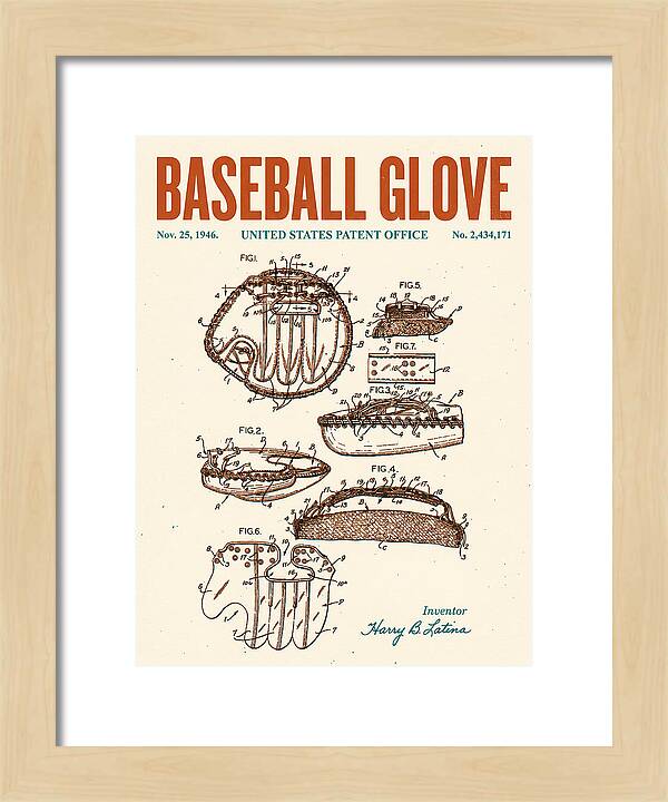 Baseball Glove Retro Patent Us2434171a