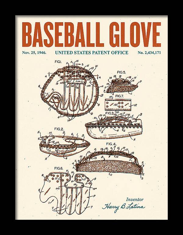 Baseball Glove Retro Patent Us2434171a