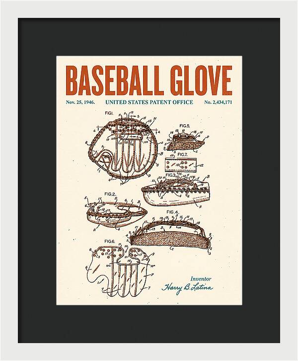 Baseball Glove Retro Patent Us2434171a