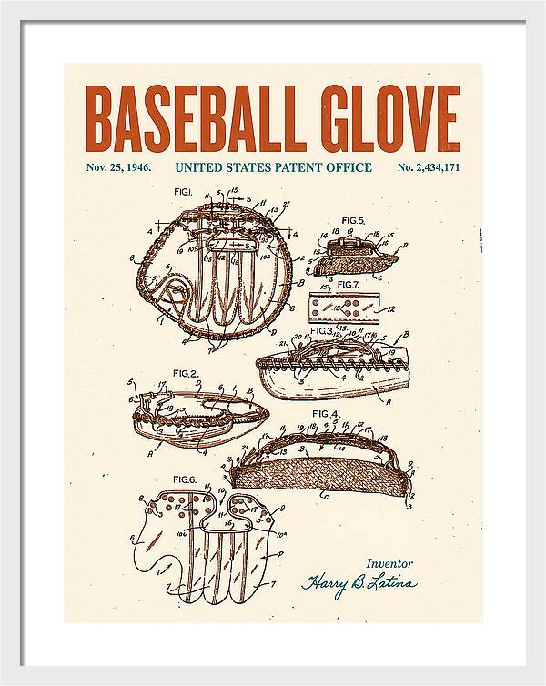 Baseball Glove Retro Patent Us2434171a