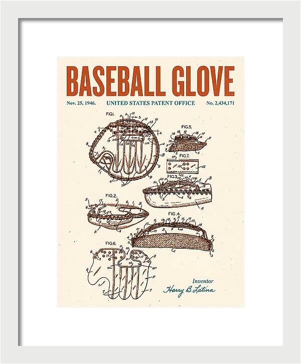 Baseball Glove Retro Patent Us2434171a