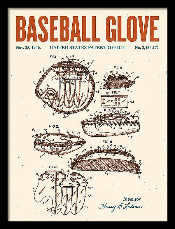 Baseball Glove Retro Patent Us2434171a
