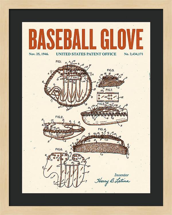Baseball Glove Retro Patent Us2434171a
