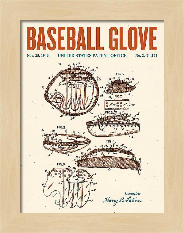 Baseball Glove Retro Patent Us2434171a