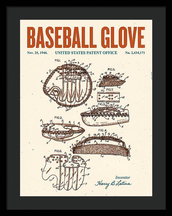 Baseball Glove Retro Patent Us2434171a