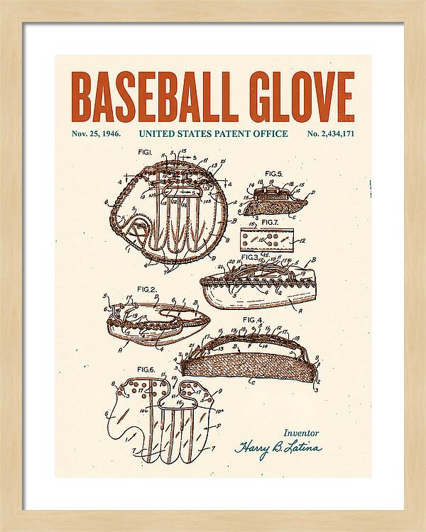 Baseball Glove Retro Patent Us2434171a