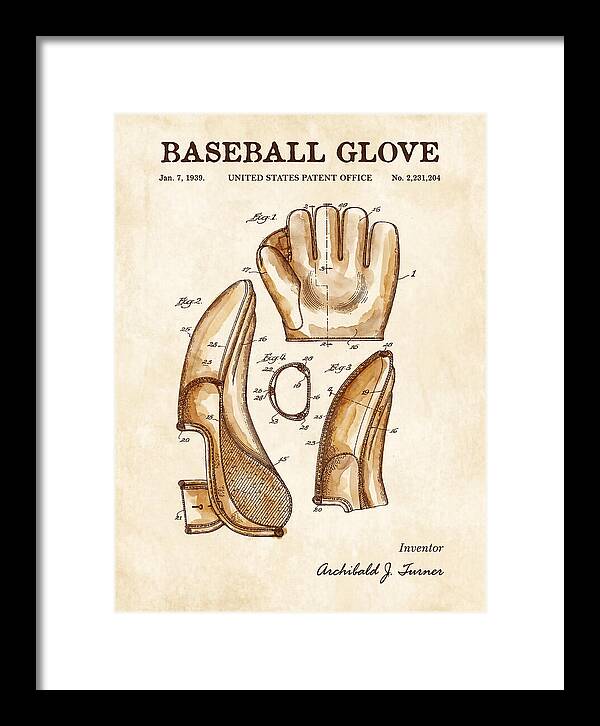 Baseball Glove Watercolor Patent Us2231204a