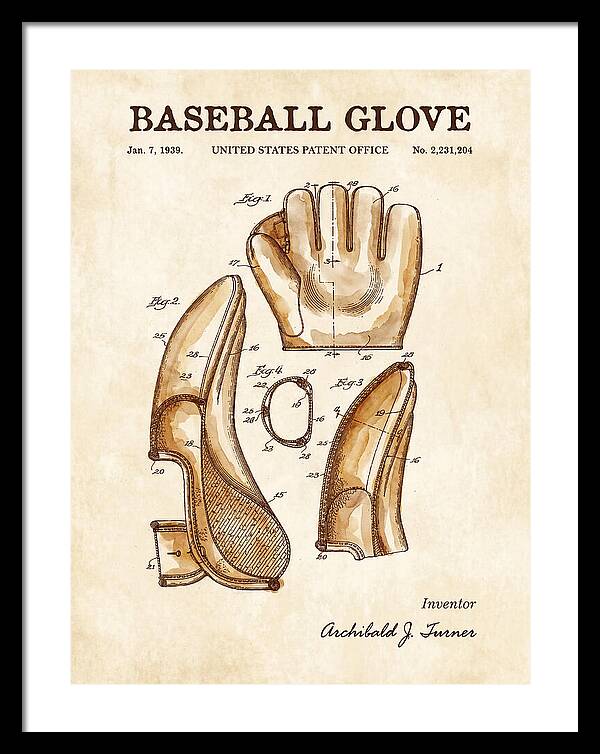 Baseball Glove Watercolor Patent Us2231204a