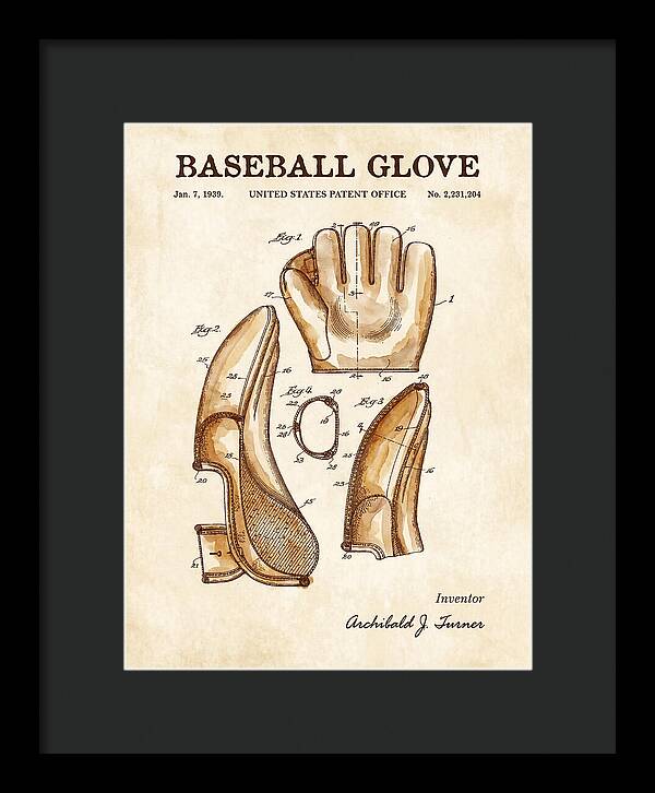 Baseball Glove Watercolor Patent Us2231204a