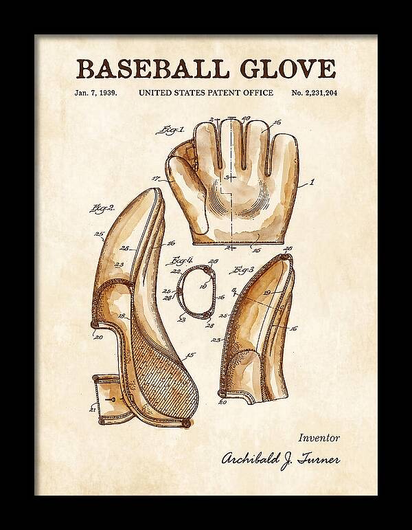 Baseball Glove Watercolor Patent Us2231204a
