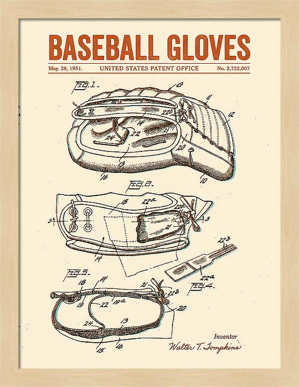 Baseball Gloves Retro Patent Us2722007a