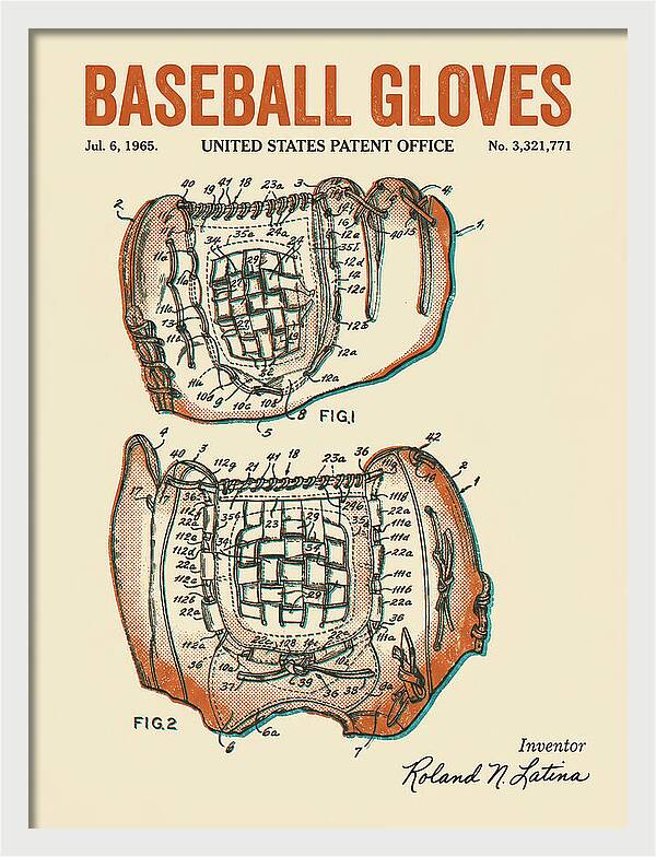 Baseball Gloves Retro Patent Us3321771a