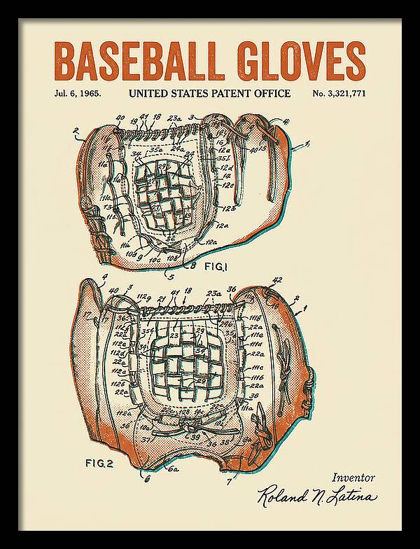 Baseball Gloves Retro Patent Us3321771a