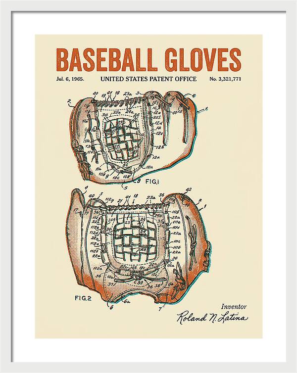 Baseball Gloves Retro Patent Us3321771a