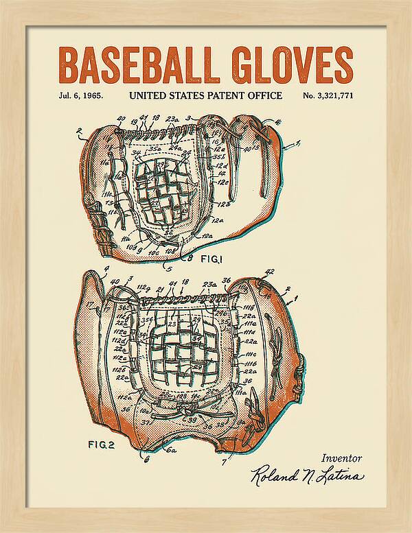 Baseball Gloves Retro Patent Us3321771a