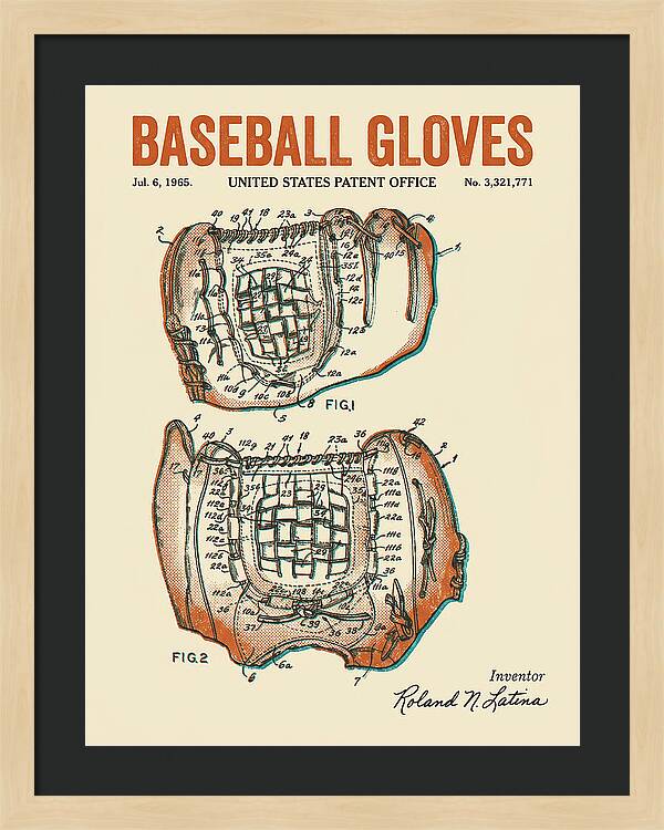 Baseball Gloves Retro Patent Us3321771a