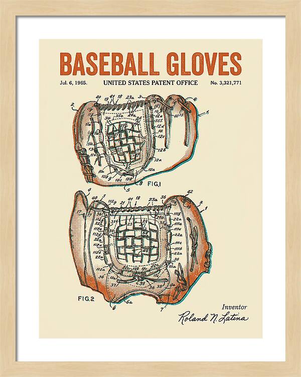 Baseball Gloves Retro Patent Us3321771a