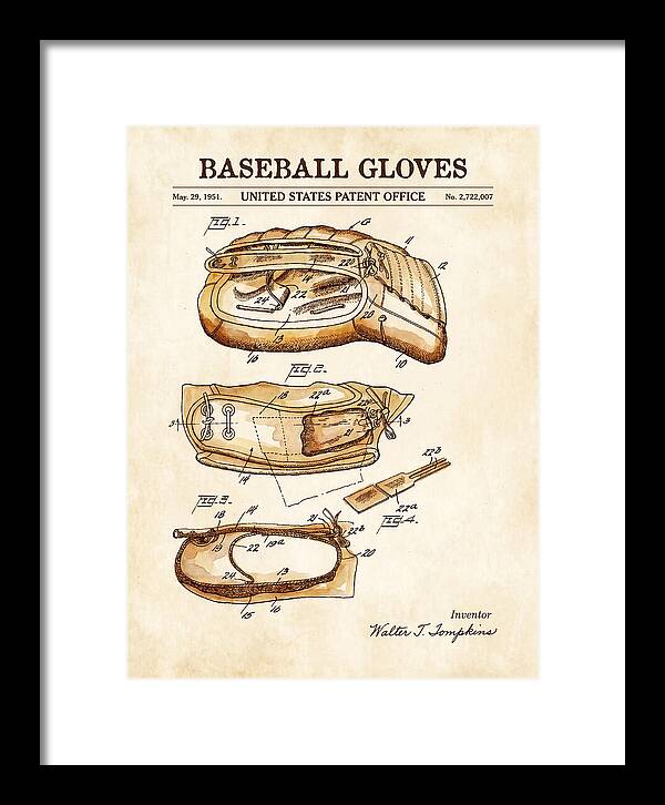 Baseball Gloves Watercolor Patent Us2722007a