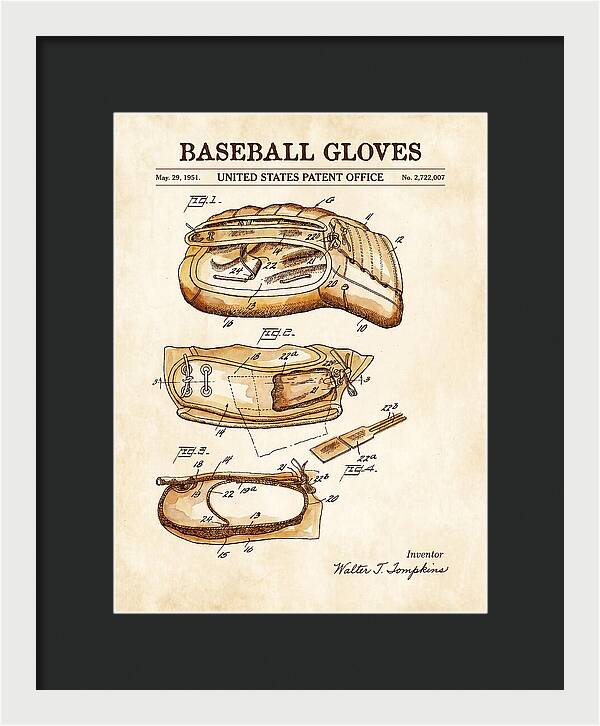 Baseball Gloves Watercolor Patent Us2722007a