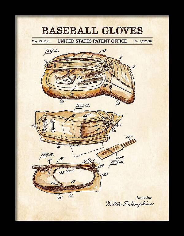 Baseball Gloves Watercolor Patent Us2722007a