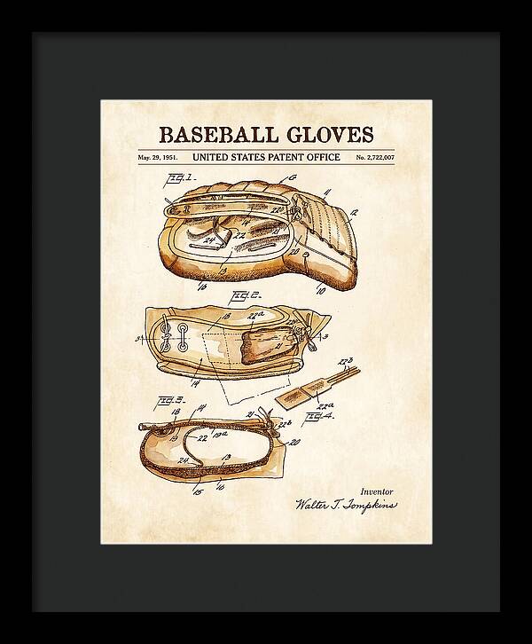 Baseball Gloves Watercolor Patent Us2722007a