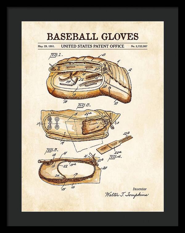 Baseball Gloves Watercolor Patent Us2722007a