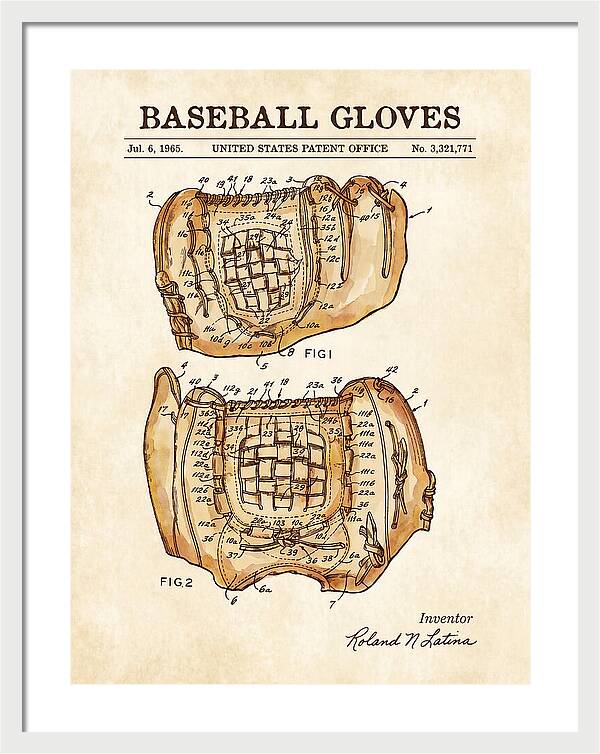 Baseball Gloves Watercolor Patent Us3321771a