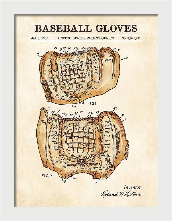 Baseball Gloves Watercolor Patent Us3321771a