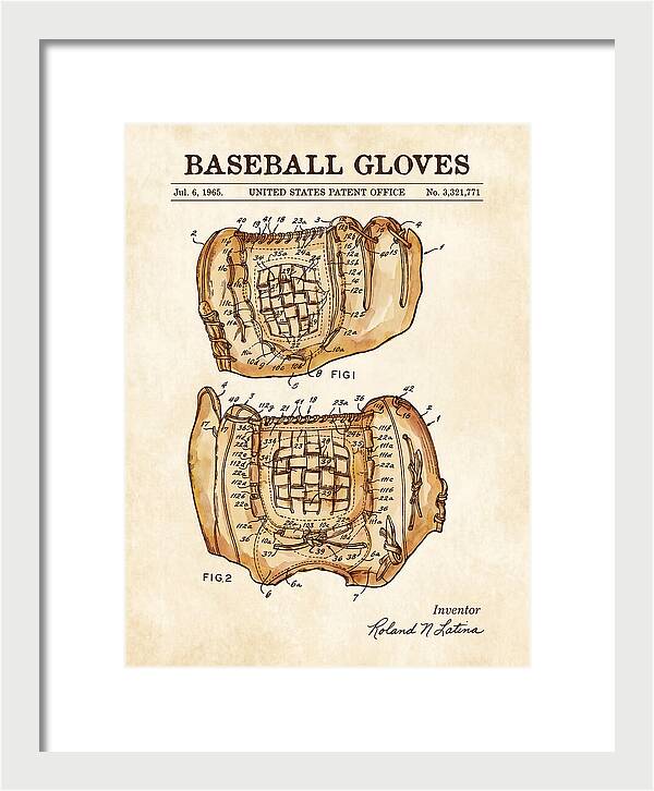 Baseball Gloves Watercolor Patent Us3321771a