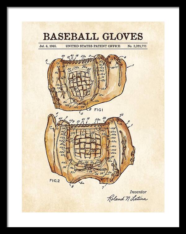 Baseball Gloves Watercolor Patent Us3321771a