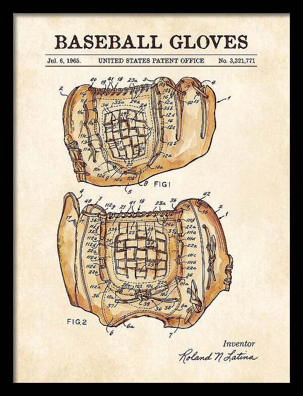 Baseball Gloves Watercolor Patent Us3321771a