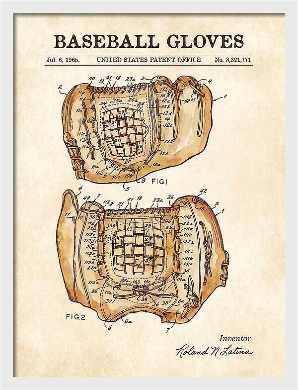 Baseball Gloves Watercolor Patent Us3321771a