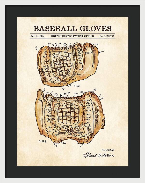 Baseball Gloves Watercolor Patent Us3321771a