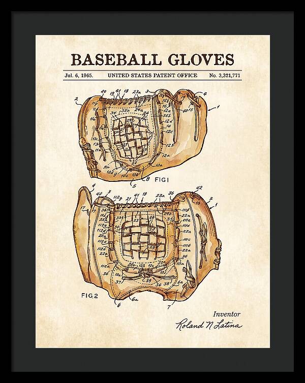 Baseball Gloves Watercolor Patent Us3321771a