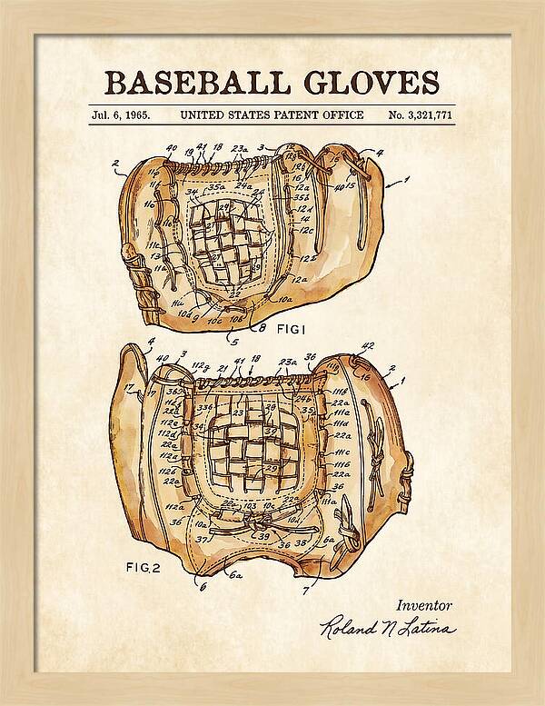 Baseball Gloves Watercolor Patent Us3321771a