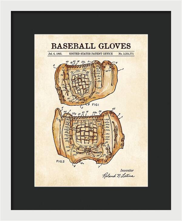 Baseball Gloves Watercolor Patent Us3321771a