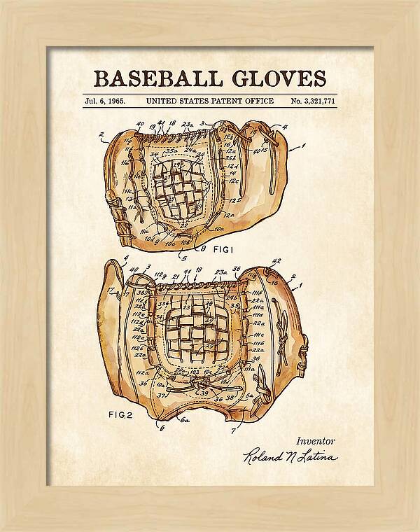 Baseball Gloves Watercolor Patent Us3321771a