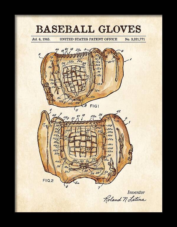 Baseball Gloves Watercolor Patent Us3321771a