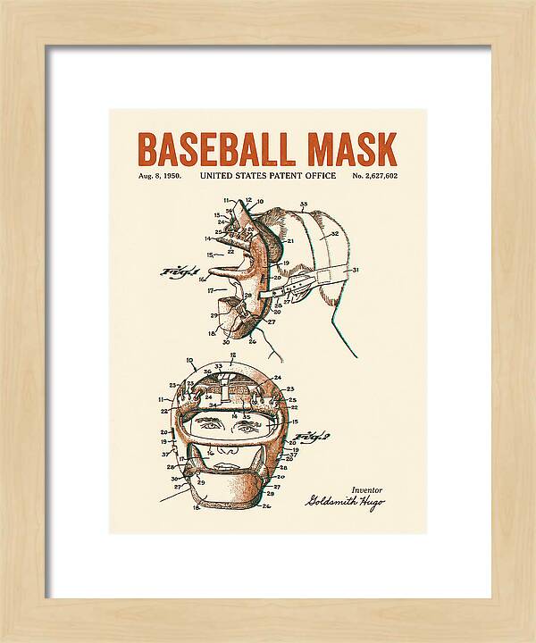 Baseball Mask Retro Patent Us2627602a