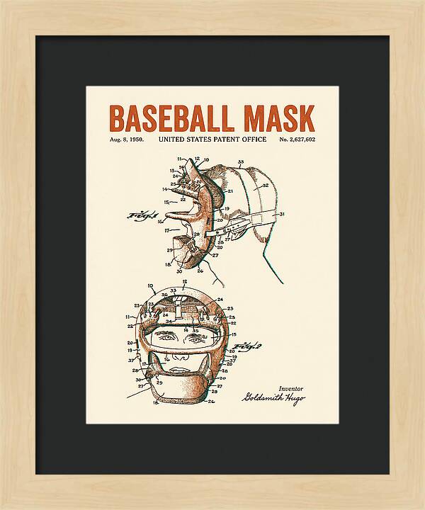 Baseball Mask Retro Patent Us2627602a