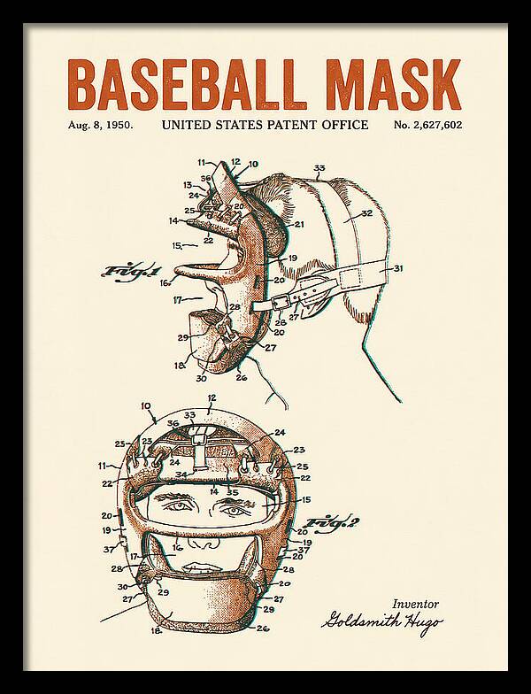 Baseball Mask Retro Patent Us2627602a