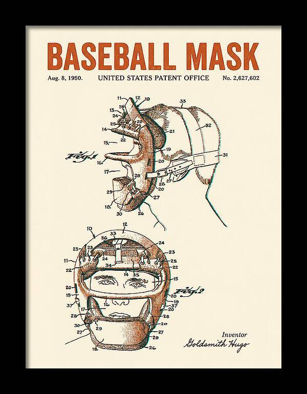 Baseball Mask Retro Patent Us2627602a