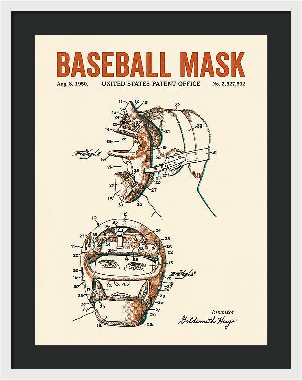 Baseball Mask Retro Patent Us2627602a