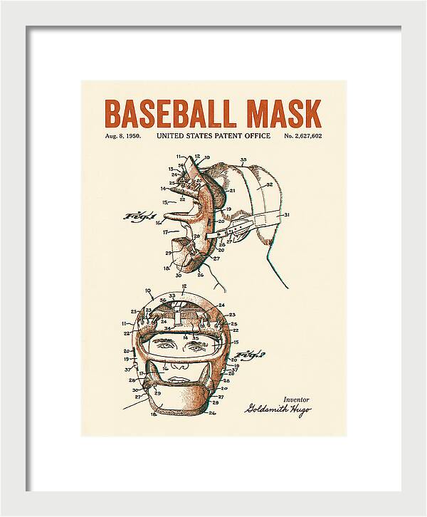 Baseball Mask Retro Patent Us2627602a