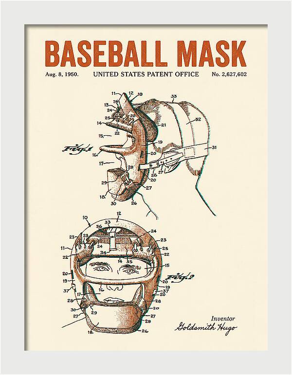 Baseball Mask Retro Patent Us2627602a