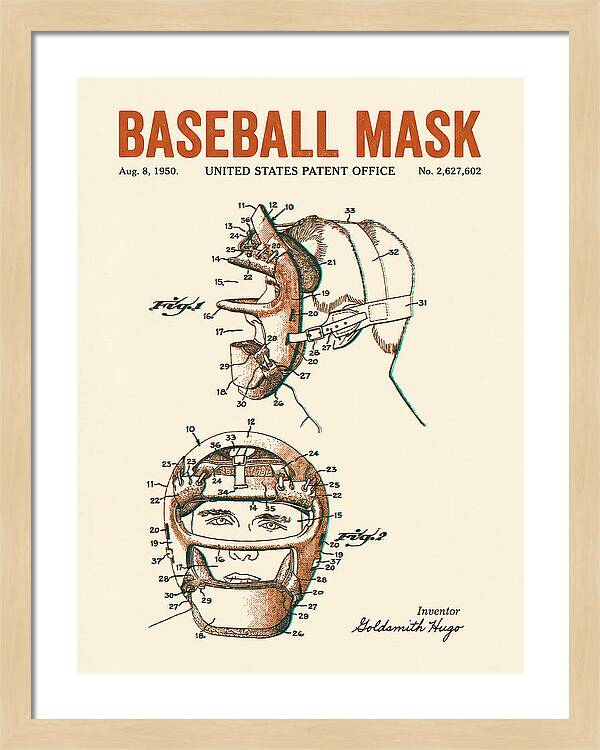 Baseball Mask Retro Patent Us2627602a