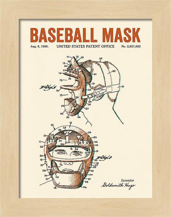 Baseball Mask Retro Patent Us2627602a