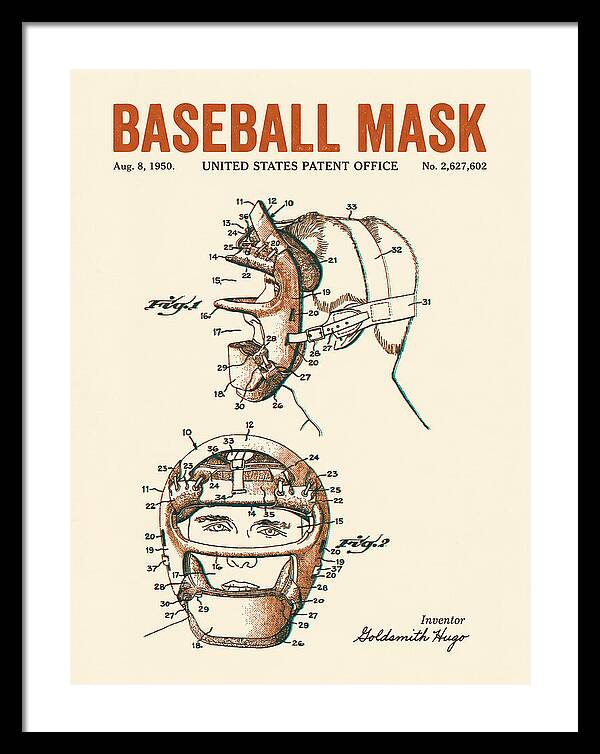 Baseball Mask Retro Patent Us2627602a