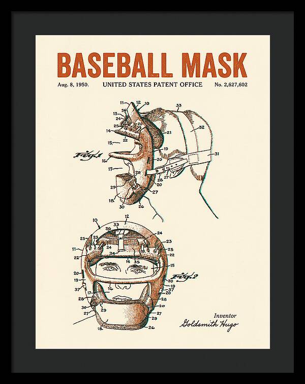 Baseball Mask Retro Patent Us2627602a